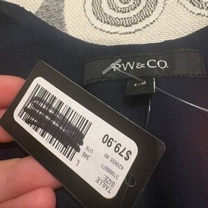 RW&CO Navy Pinstripe Tie-Waist Dress NWT L